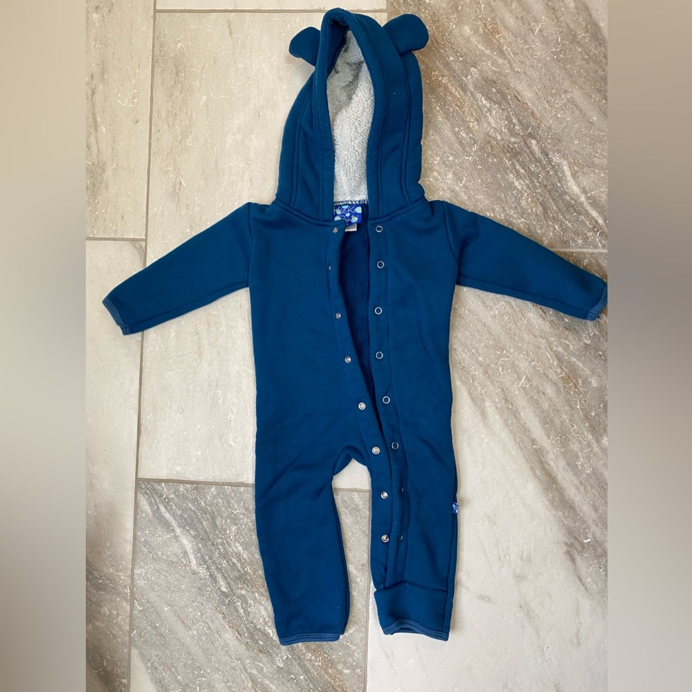 Kickee Pants Blue Fleece snap bunting 12-18 months